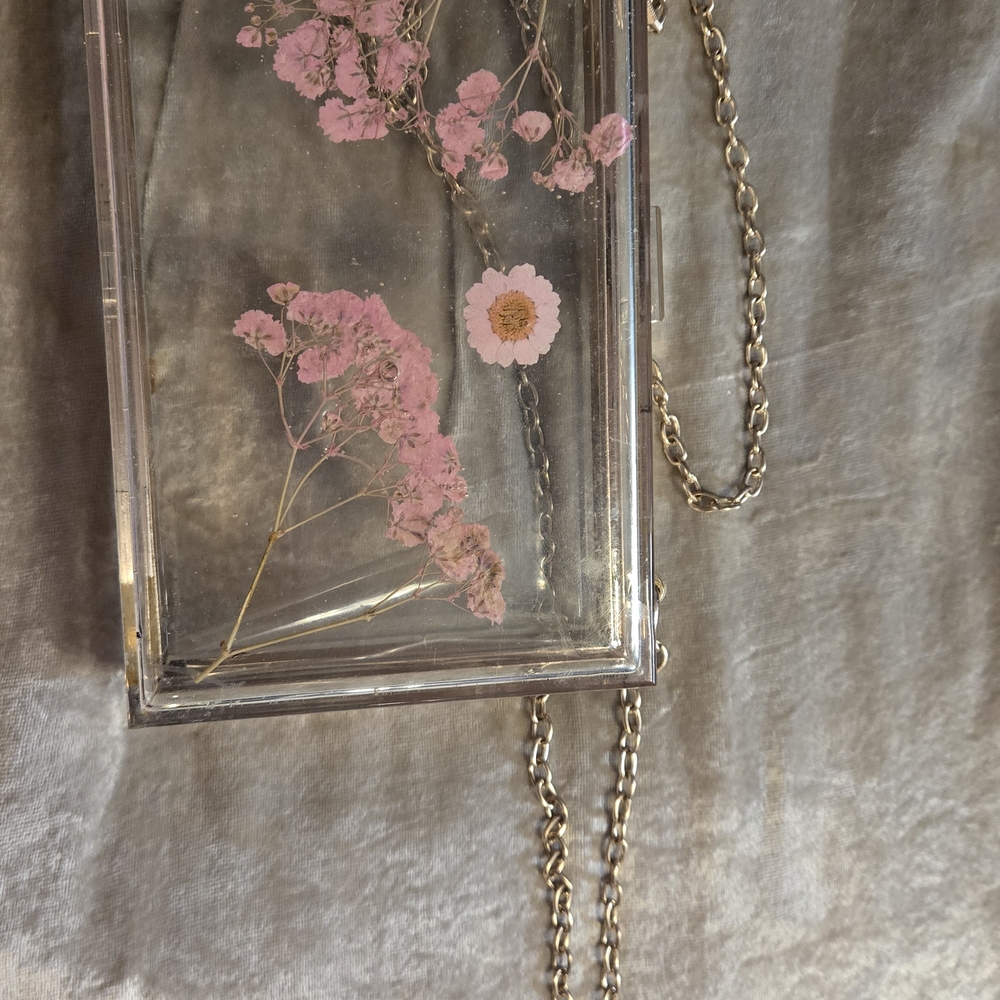 Floral Clear Clutch with Gold Chain - Picture 2 of 2
